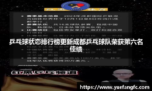 乒乓球状态排行榜更新成都乒乓球队荣获第六名佳绩